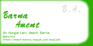 barna ament business card